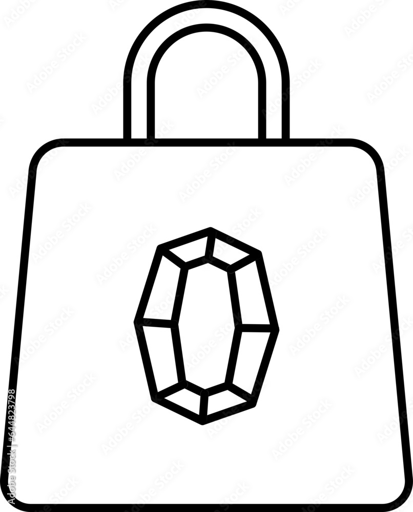 Wall mural Carry Bag With Crystal Stone Symbol Icon In Flat Style.