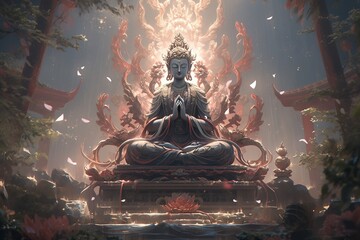 supreme buddha, illustration, generative ai - obrazy, fototapety, plakaty