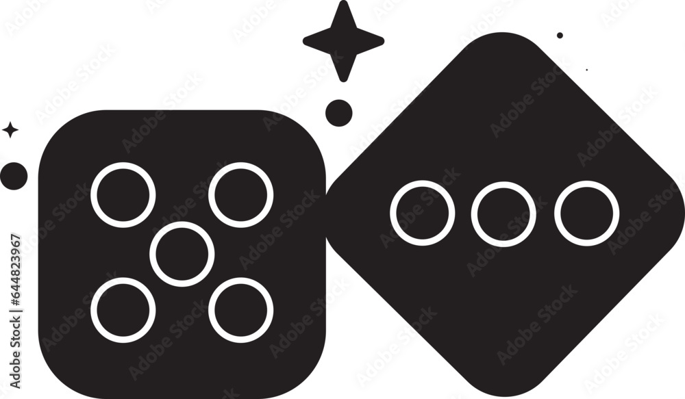 Wall mural dice icon in black and white color.