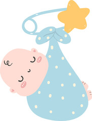 Baby shower boy, newborn baby in blanket