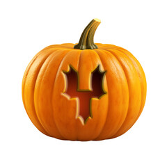 Halloween pumpkin font letter Y. Isolated on transparent background. 