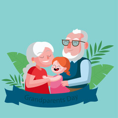 HAPPY  GRANDPARENTS  DAY - FLAT ILLUSTRATION GA=RANDPARENTS DAY CELEBRATION