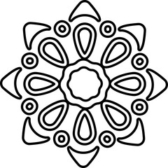 Mandala Icon In Black Outline.