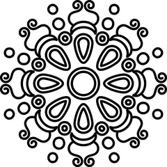 Fototapeta premium Flat Style Mandala Icon In Black Line Art.