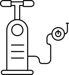 Air Pump Icon In Black Line Art.