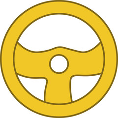 Steering Wheel Icon In Yellow And White Color.
