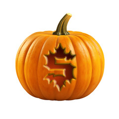 Obraz premium Halloween pumpkin font dollar, $ sign. Isolated on transparent background. 