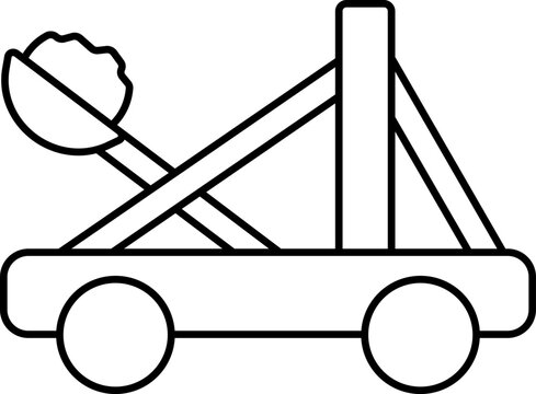 black outline trebuchet ready to launch clip art preview