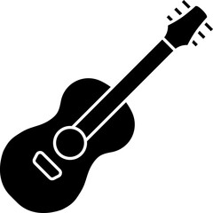 Flat Style Guitar Icon In B&W Color.