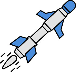 Isolated Missile Icon in Blue And Grey Color.