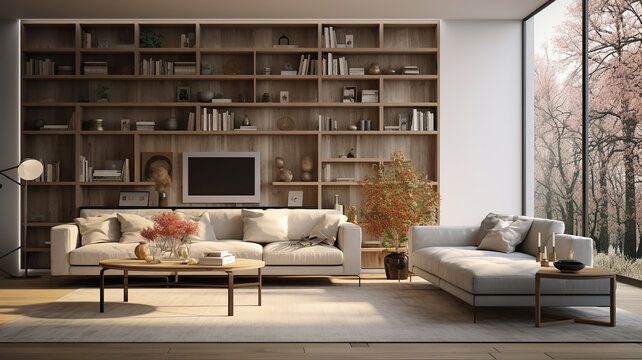 the neutral color scheme often seen in modern living rooms