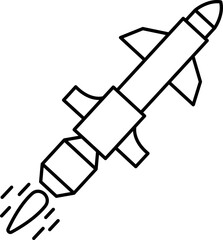Isolated Missile or Rocket Icon in Line Art