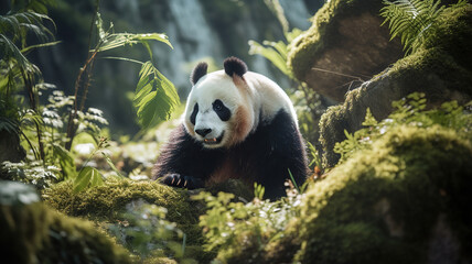 Obraz premium a close-up of a giant panda, a beloved and iconic endangered species. Endangered Species