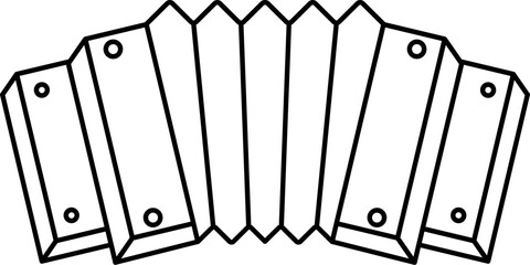 Flat Style Accordion Icon in Black Line Art.