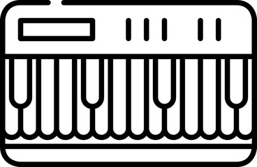 Piano Or Midi Keyboard Icon In Black Outline.