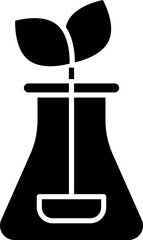 Black And White Plant In Flask Icon Or Symbol.