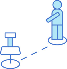 Isolated Direction Route Icon In Blue And White Color.