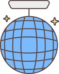 Disco Ball Icon In Gray And Blue Color.