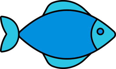 Fish Icon In Blue Color.
