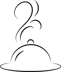 Black Outline Hot Cloche Icon In Flat Style.