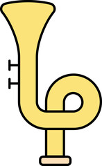 Yellow Bugle Icon in Flat Style.