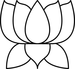 Beautiful Lotus Flower Icon in Thin Line Art.