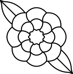 Flower Icon in Black Line Art.
