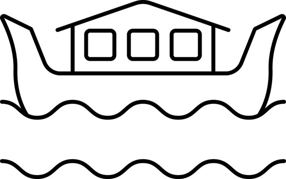 recommend clip art: Line Art Illustration of Houseboat on Wave Icon.