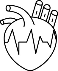 Human Heart Icon In Black Line Art.