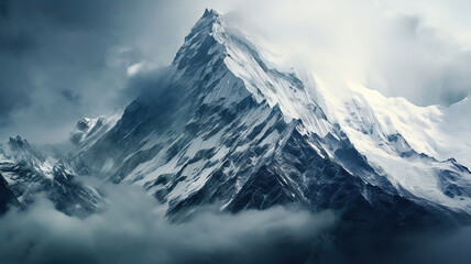 Fototapeta premium the majestic peak of the world's tallest mountain, often shrouded in clouds