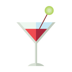 Triangular martini glass vector. Alcoholic drink in crystal glass. Multicolored flat vector icon representing celebration concept isolated on white background