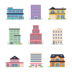 House and building flat illustration vector set