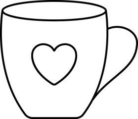 Heart Symbol Over Cup Line Art Icon.