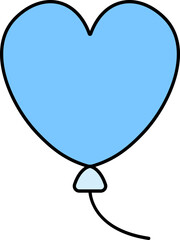 Heart Shaped Balloon Icon In Blue Color.