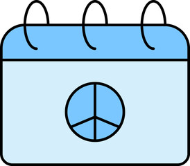 Peace Day Calender Icon In Blue Color.
