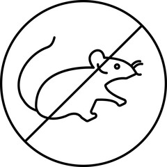No Rats Icon In Thin Line Art.