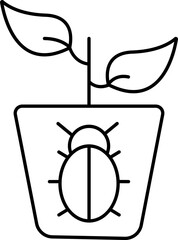 Plant Pot Icon In Black Line Art.