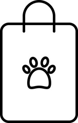 Pet Shopping Bag Icon In Black Line Art.