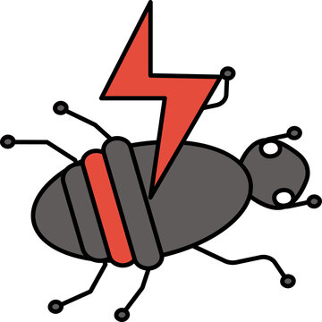 Grey And Orange Flash With Dead Bug Icon in Flat Style .