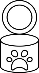 Canned Food For Animals Icon In Black Outline.