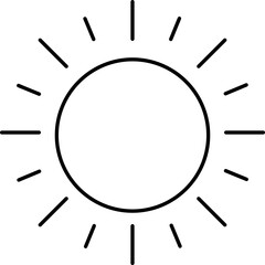 Black Line Art Illustration Of Sun Icon.