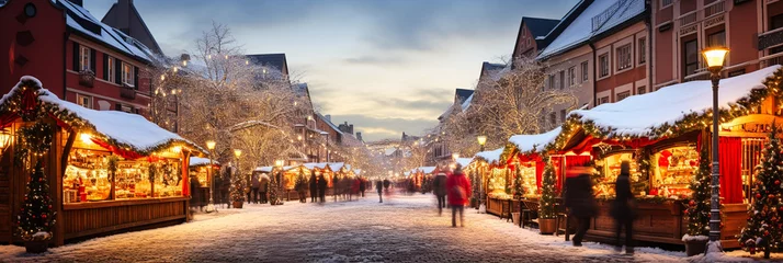 Deurstickers Beautiful and romantic Christmas markets. AI generative. © Dar1930