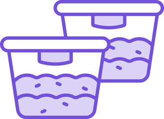 Two Ice Box Icon In Purple And White Color.