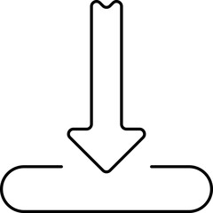 Down Arrow Flat Icon In Line Art.