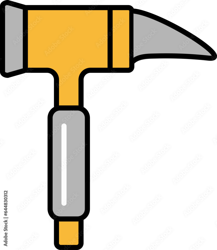 Wall mural Nail Hammer Icon In Gray And Orange Color.