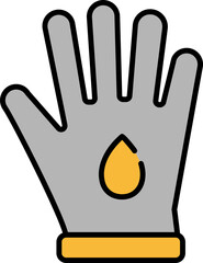 Waterproof Gloves Icon In Gray And Orange Color.