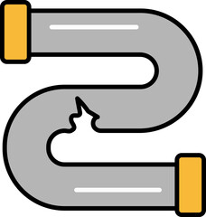 Broken Pipe Icon In Gray And Orange Color.