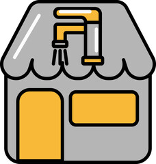 Plumber Service Center For Sanitary Shop Grey And Orange Icon.
