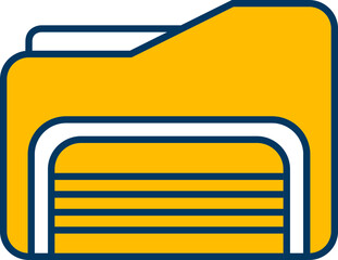 Yellow Folder Icon In Flat Style.