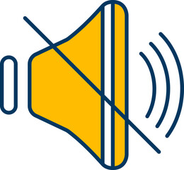 Yellow Mute Speaker Icon Or Symbol.
